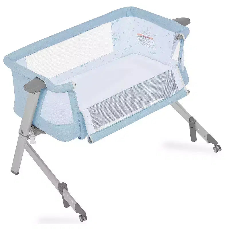 Cododo et Lit de Chevet - Bleu, Hauteur Réglable, Pliable, Cadre Métallique