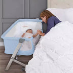 Cododo et Lit de Chevet - Bleu, Hauteur Réglable, Pliable, Cadre Métallique