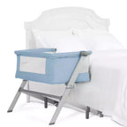 Cododo et Lit de Chevet - Bleu, Hauteur Réglable, Pliable, Cadre Métallique