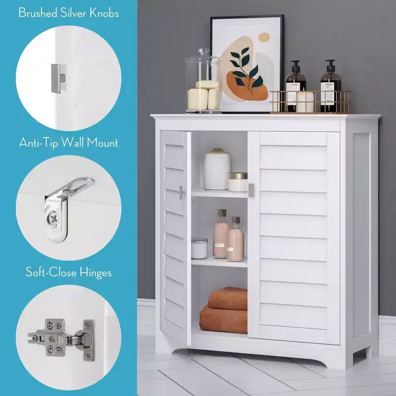 Meuble de rangement à deux portes avec étagères réglables - Blanc