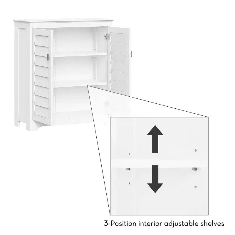 Meuble de rangement à deux portes avec étagères réglables - Blanc