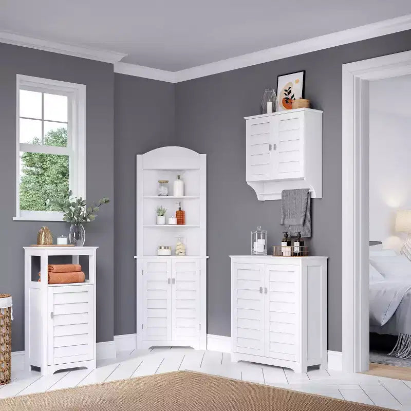 Meuble de rangement à deux portes avec étagères réglables - Blanc