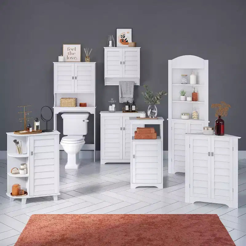 Meuble de rangement à deux portes avec étagères réglables - Blanc