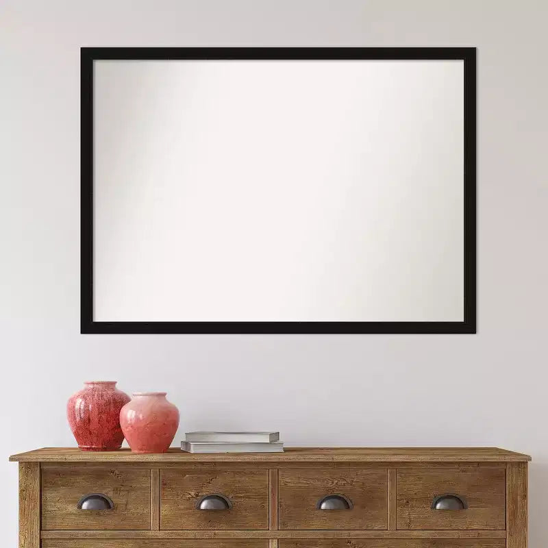 Miroir mural rectangulaire non biseauté 40" x 29" avec cadre noir étroit