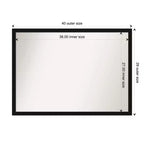 Miroir mural rectangulaire non biseauté 40" x 29" avec cadre noir étroit