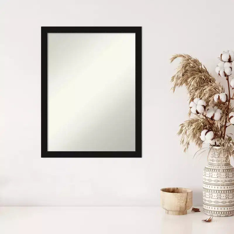 Miroir mural rectangulaire non biseauté 20" x 26" avec cadre noir étroit