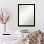 Miroir mural rectangulaire non biseauté 20" x 26" avec cadre noir étroit