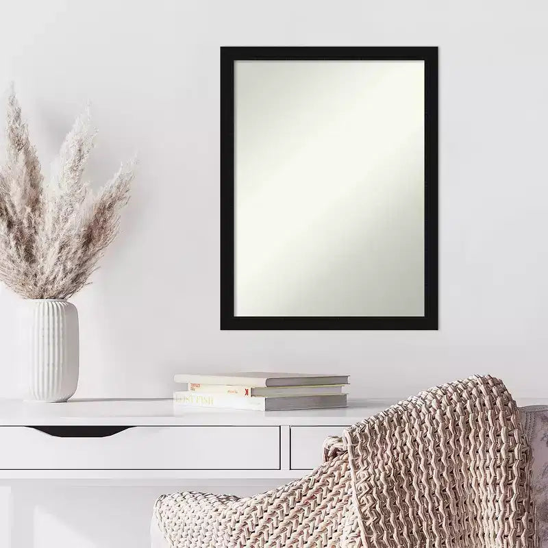 Miroir mural rectangulaire non biseauté 20" x 26" avec cadre noir étroit
