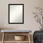 Miroir mural rectangulaire non biseauté 20" x 26" avec cadre noir étroit