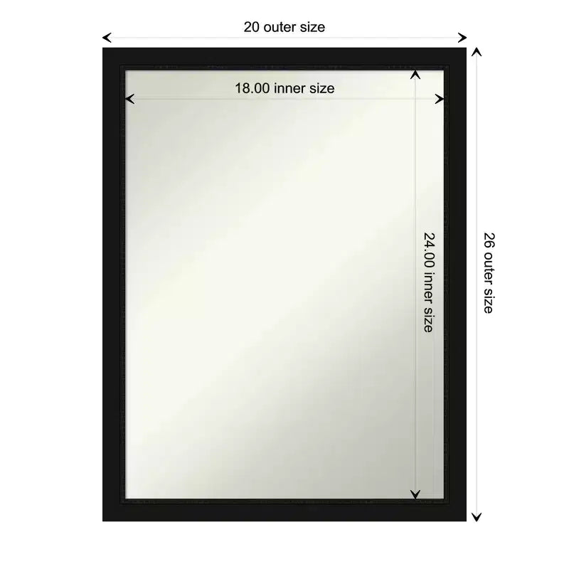 Miroir mural rectangulaire non biseauté 20" x 26" avec cadre noir étroit