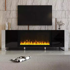 Whisen Modern TV Stand Fits TVs up to 78 in. with Non-heating Electric Fireplace Appearance and 2 Cabinets