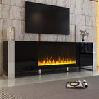 Meuble TV moderne avec foyer électrique décoratif et 2 armoires, compatible avec les téléviseurs jusqu'à 78 po.