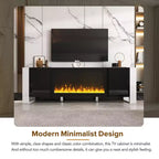 Meuble TV moderne avec foyer électrique décoratif et 2 armoires, compatible avec les téléviseurs jusqu'à 78 po.