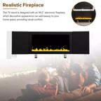 Meuble TV moderne avec foyer électrique décoratif et 2 armoires, compatible avec les téléviseurs jusqu'à 78 po.
