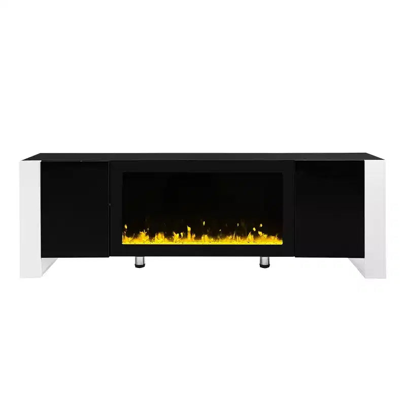 Meuble TV moderne avec foyer électrique décoratif et 2 armoires, compatible avec les téléviseurs jusqu'à 78 po.