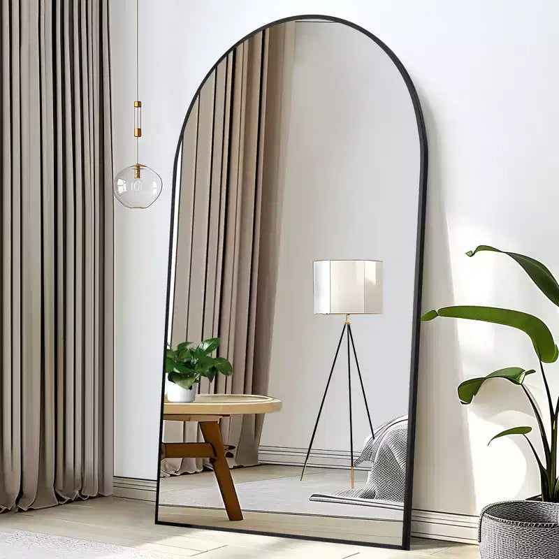 Miroir sur pied plein cadre à arche avec cadre en métal