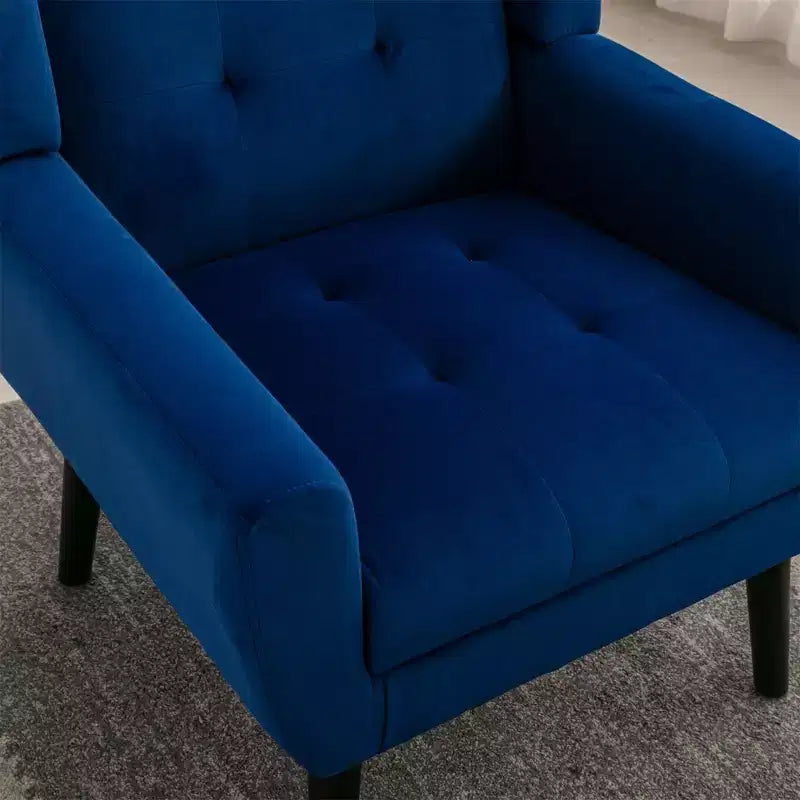 Fauteuil moderne avec revêtement capitonné et pieds en bois