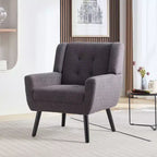 Fauteuil moderne avec revêtement capitonné et pieds en bois