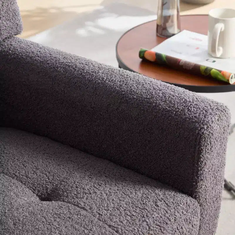Fauteuil moderne avec revêtement capitonné et pieds en bois