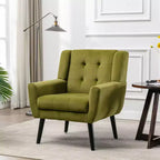 Fauteuil moderne avec revêtement capitonné et pieds en bois