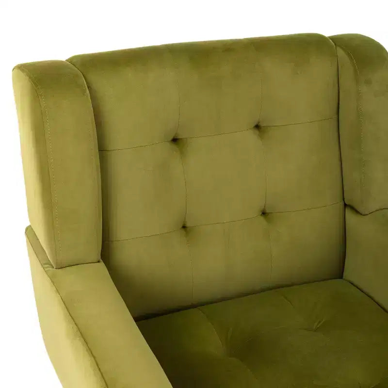 Fauteuil moderne avec revêtement capitonné et pieds en bois
