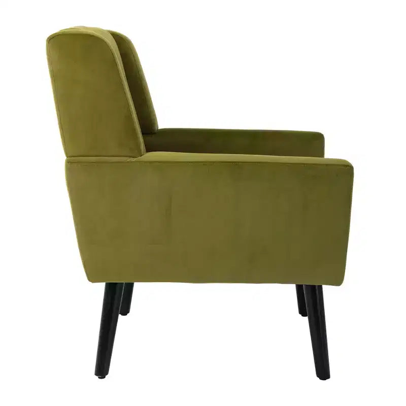 Fauteuil moderne avec revêtement capitonné et pieds en bois