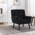 Fauteuil moderne avec revêtement capitonné et pieds en bois
