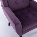 Fauteuil moderne avec revêtement capitonné et pieds en bois