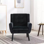 Fauteuil moderne avec revêtement capitonné et pieds en bois