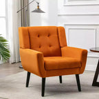 Fauteuil moderne avec revêtement capitonné et pieds en bois