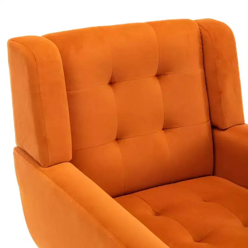 Fauteuil moderne avec revêtement capitonné et pieds en bois