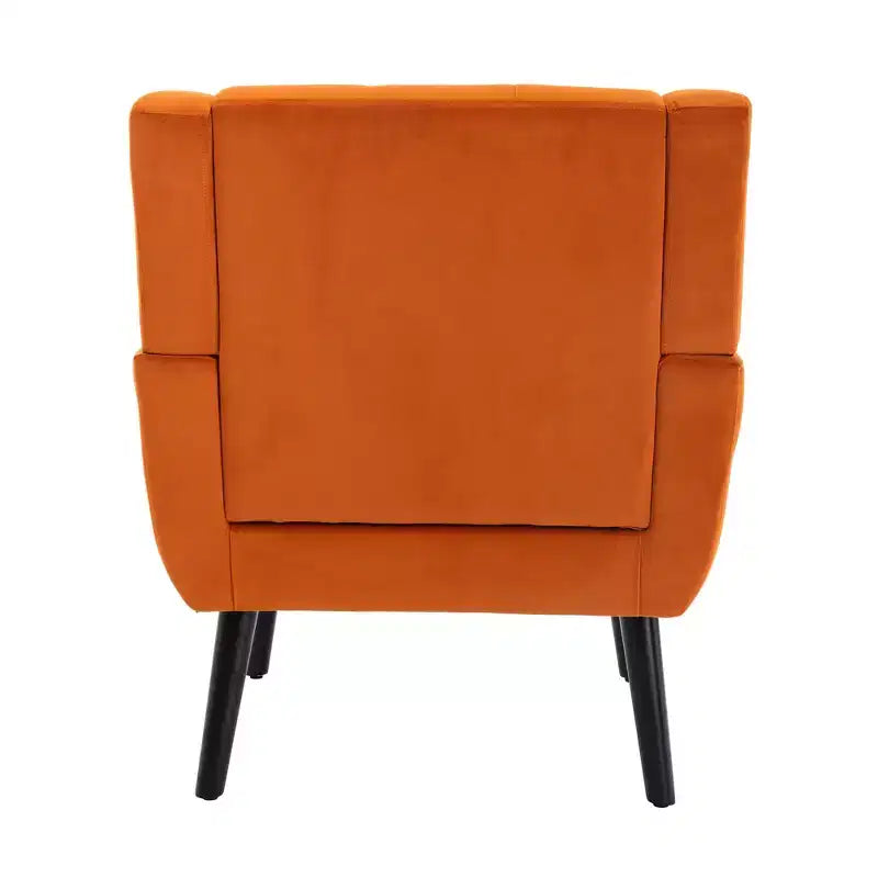 Fauteuil moderne avec revêtement capitonné et pieds en bois