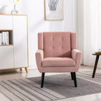 Fauteuil moderne avec revêtement capitonné et pieds en bois