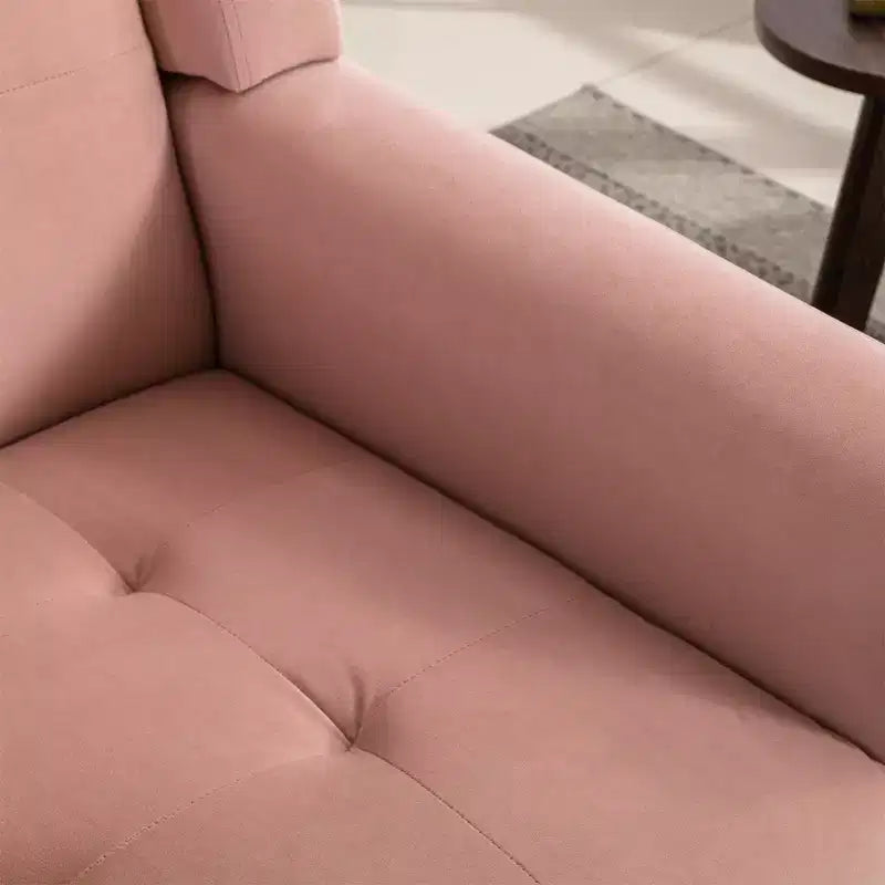 Fauteuil moderne avec revêtement capitonné et pieds en bois