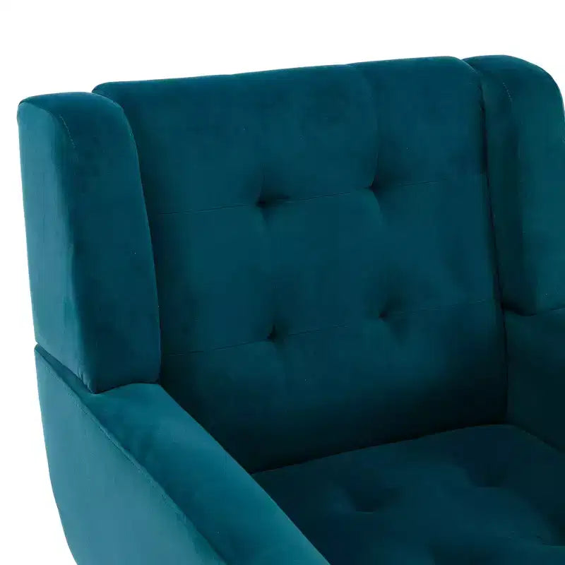 Fauteuil moderne avec revêtement capitonné et pieds en bois