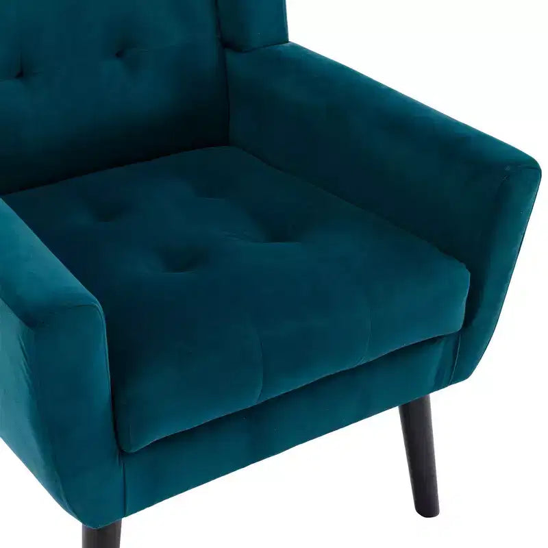 Fauteuil moderne avec revêtement capitonné et pieds en bois