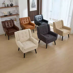Fauteuil moderne avec revêtement capitonné et pieds en bois