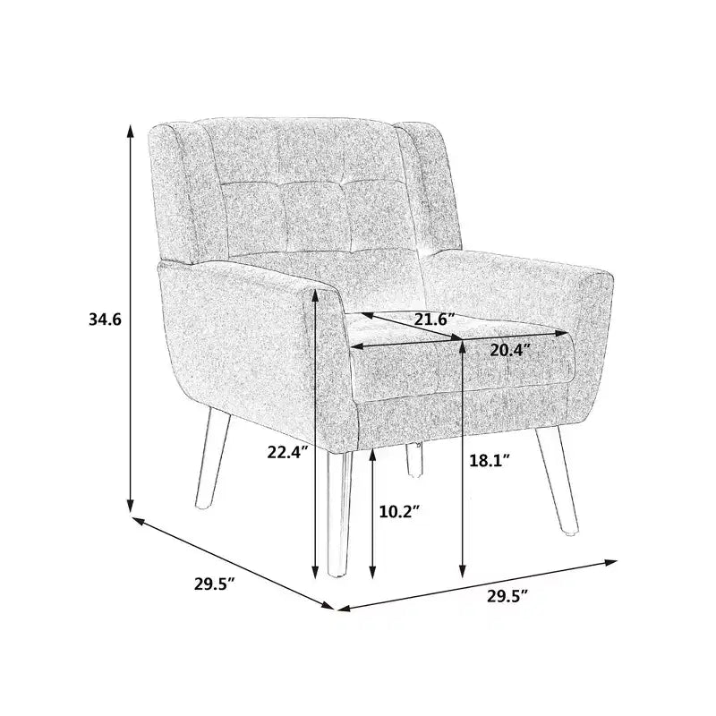 Fauteuil moderne avec revêtement capitonné et pieds en bois