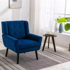 Fauteuil moderne avec revêtement capitonné et pieds en bois