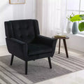 Fauteuil moderne avec revêtement capitonné et pieds en bois