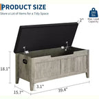 Banc de rangement de 99 cm avec siège rembourré et charnières de sécurité