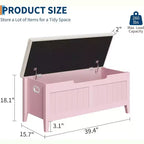 Banc de rangement de 99 cm avec siège rembourré et charnières de sécurité