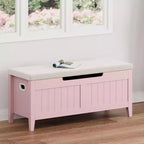 Banc de rangement de 99 cm avec siège rembourré et charnières de sécurité
