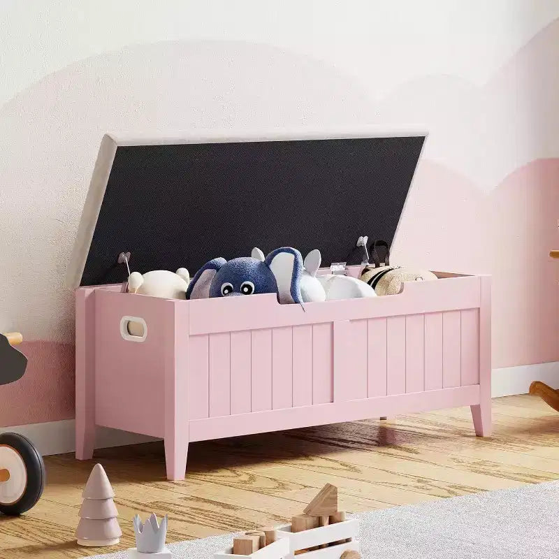 Banc de rangement de 99 cm avec siège rembourré et charnières de sécurité