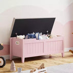 Banc de rangement de 99 cm avec siège rembourré et charnières de sécurité