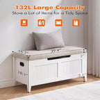 Banc de rangement de 99 cm avec siège rembourré et charnières de sécurité