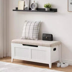 Banc de rangement de 99 cm avec siège rembourré et charnières de sécurité