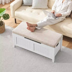 Banc de rangement de 99 cm avec siège rembourré et charnières de sécurité