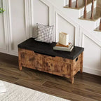 Banc de rangement de 99 cm avec siège rembourré et charnières de sécurité