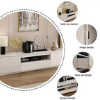 Meuble TV laqué blanc à coins arrondis - Meuble console moderne